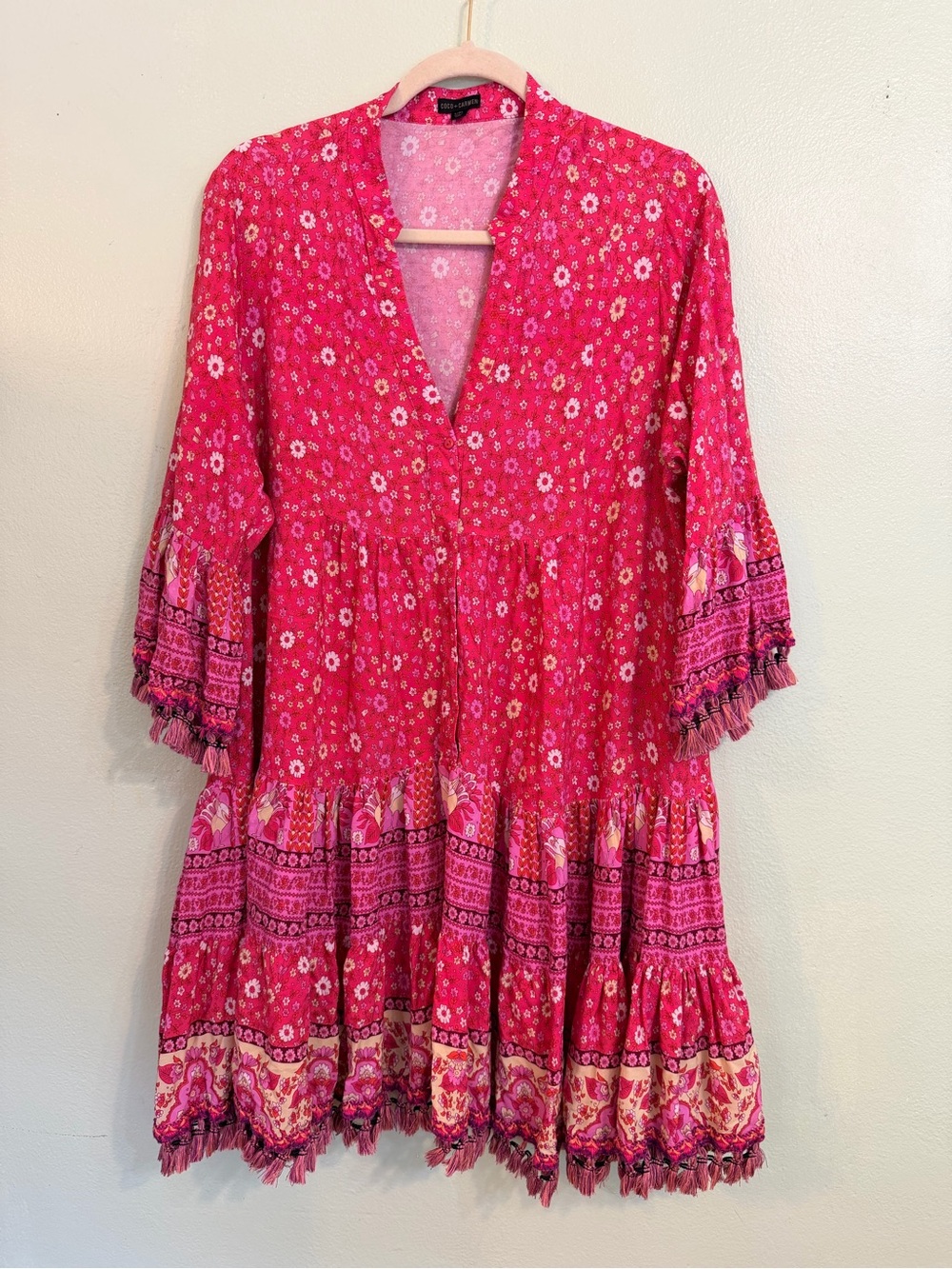 Coco + Carmen Pink Floral Button-Up Dress
